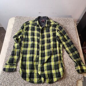 Tony Hawk Shirt Mens Size Med Plaid Multicolor‎ Long Sleeve Button Up Cotton